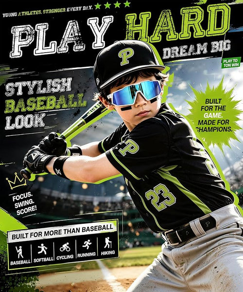 Kids Sunglasses UV400 Protection Youth Baseball Sunglasses for Softball TR90 Frame, Lightweight Comfortable Fit, Impact-resistant, Ready for Baseball and Softball RF304-1
