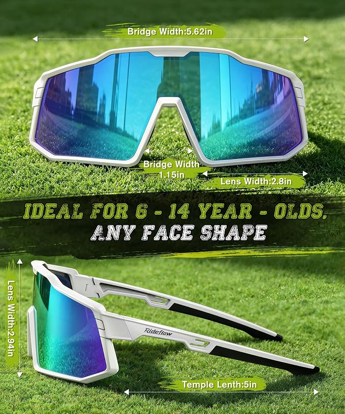 Kids Sunglasses UV400 Protection Youth Baseball Sunglasses for Softball TR90 Frame, Lightweight Comfortable Fit, Impact-resistant, Ready for Baseball and Softball RF304-1